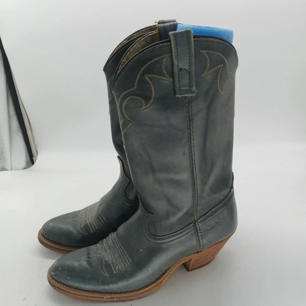 Dingo Womens Gray Leather Western Cowboy Boots 52001 Size 8 D s5